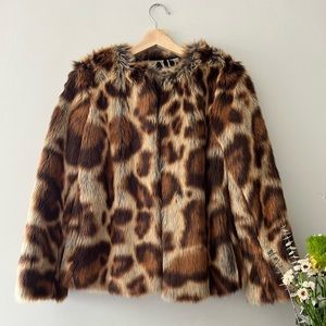 NWT Dries Van Noten Leopard Print Reese Women’s Coat - Faux Fur